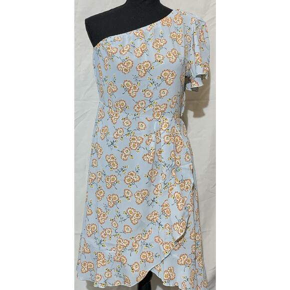 Tasamo One Shoulder Floral Summer Mini Dress Womens M - Picture 1 of 7